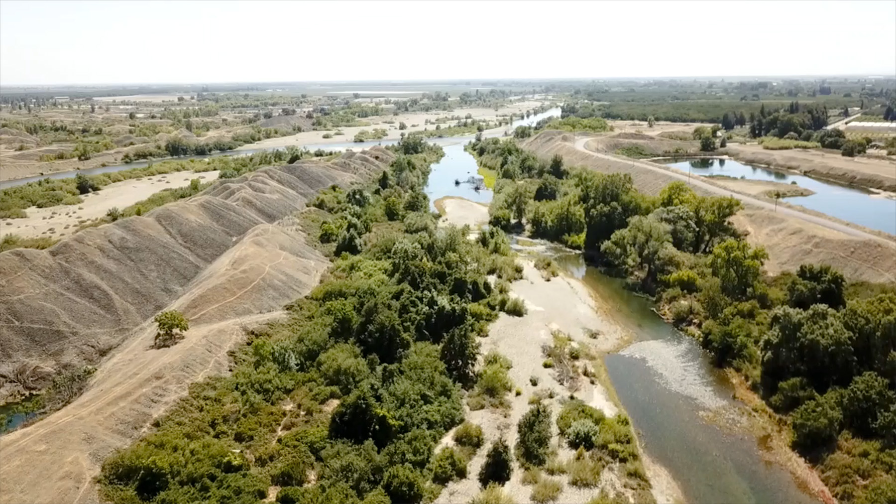 photograph showing land punctuated by meandering waterways and trees