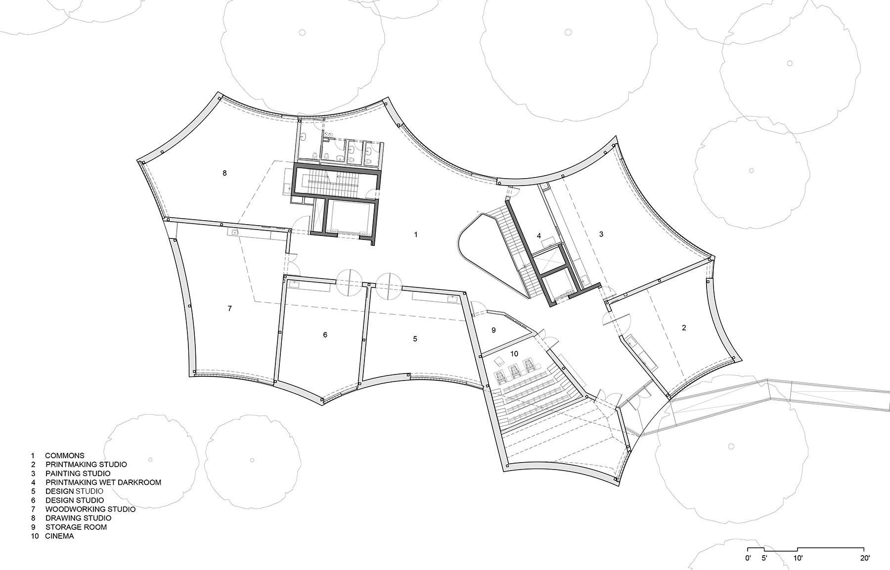 drawing of the second floor of a building