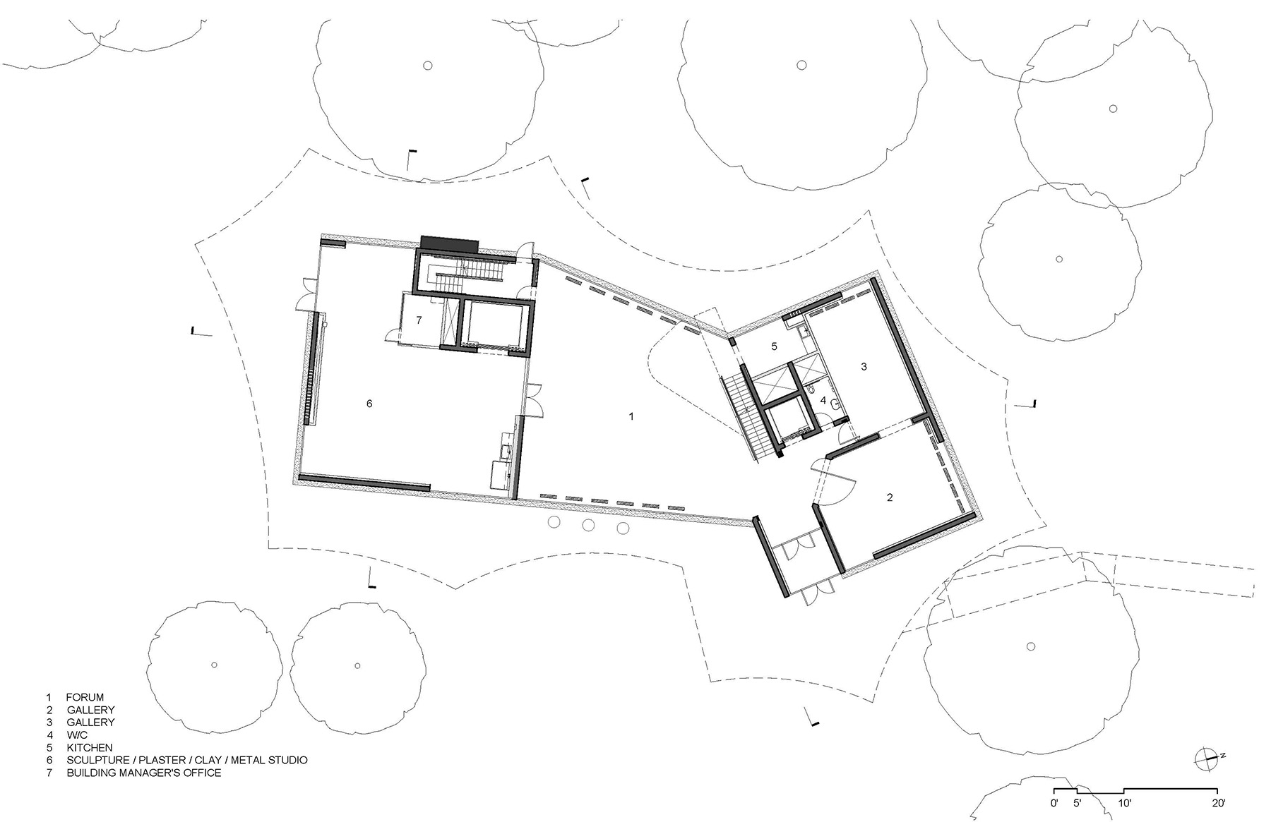 drawing of the ground floor of a building