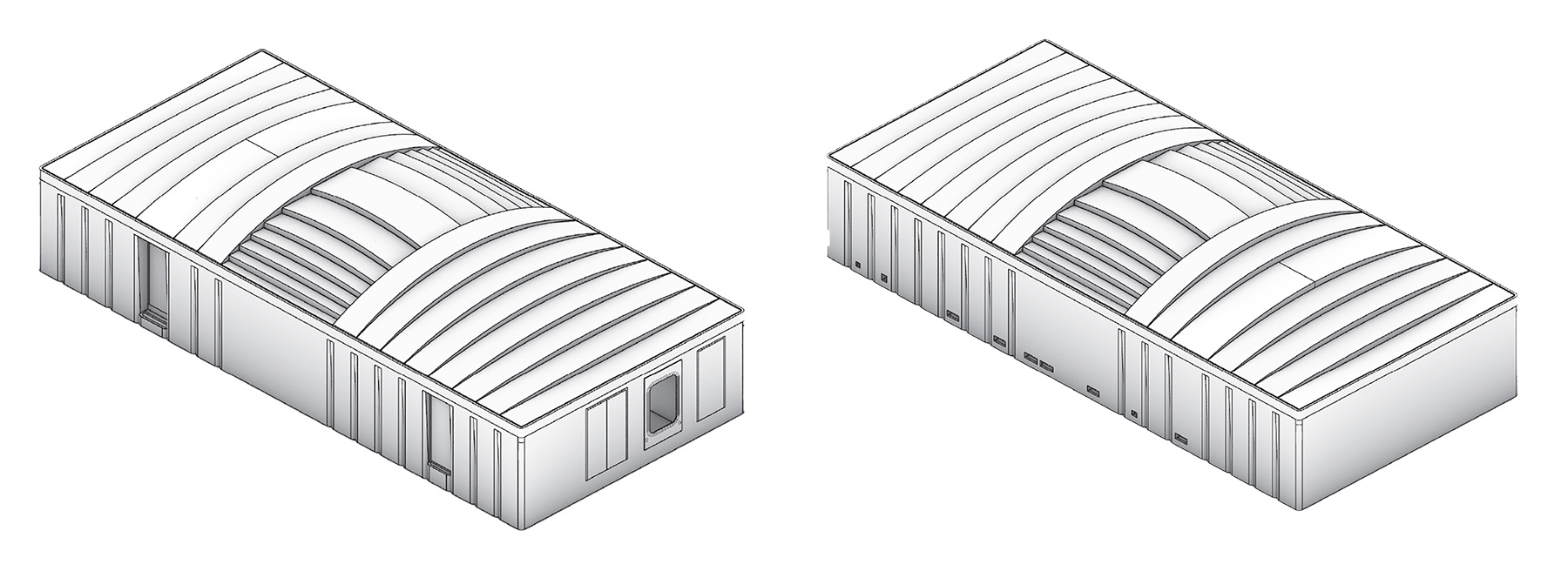 Image shows the northeast and southwest axons of a 3D-printed structure. 