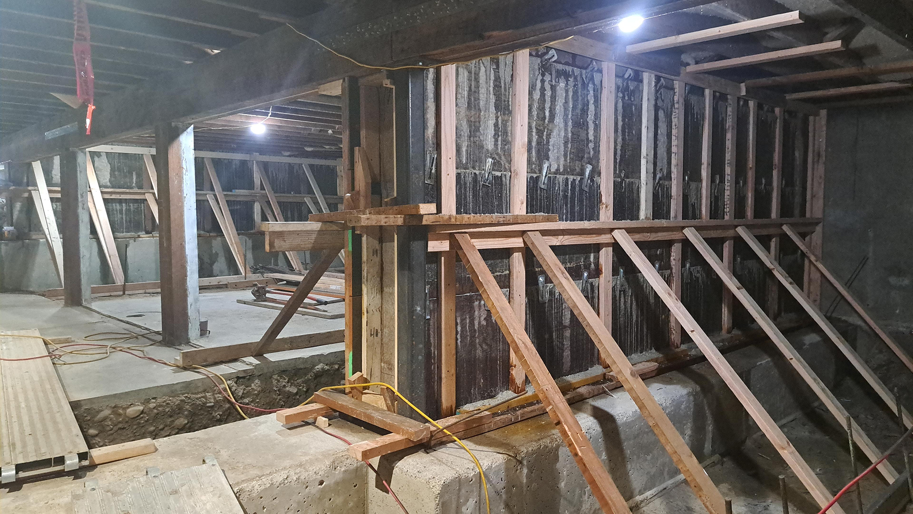 A new shear wall cast and finished with C-Crete concrete in the Seattle building construction project. (Image courtesy of R. Savary, C-Crete Technologies)