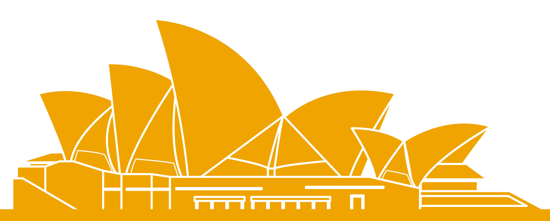 Illustration of the Sydney Opera House depicting its multipoint roof. 