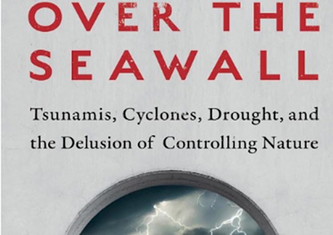 photo depicting book cover with title and image of a confluence of storms