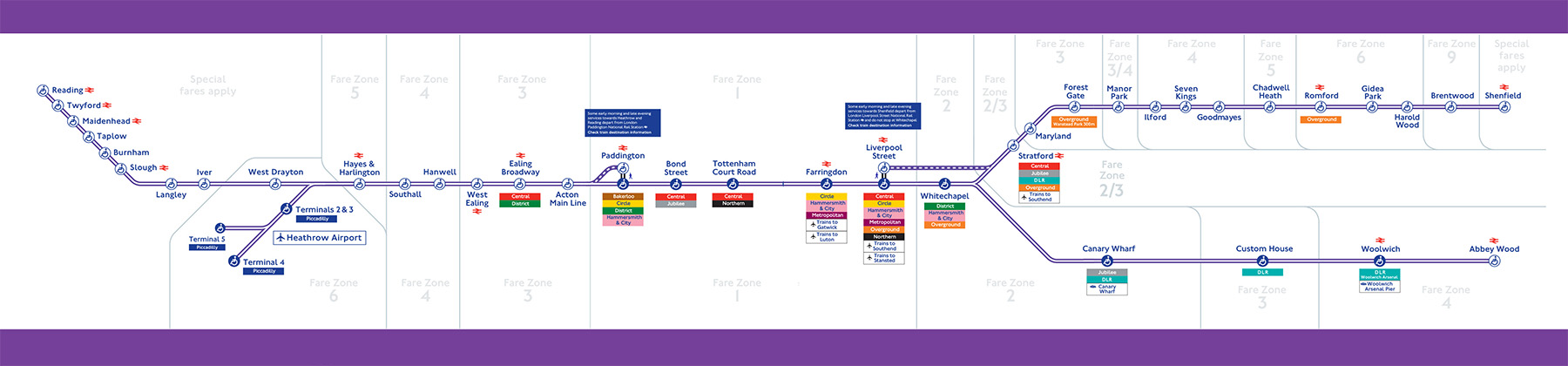 A long map shows the Elizabeth Line’s stations. 