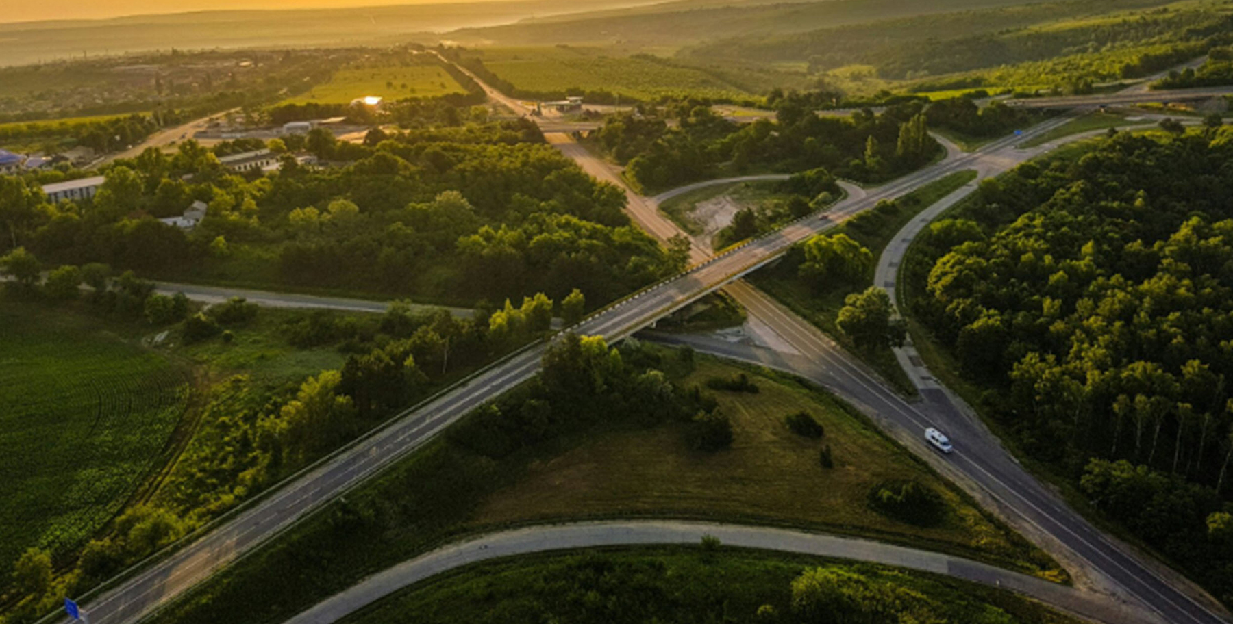 aerial picture of highways demonstrating solar potential