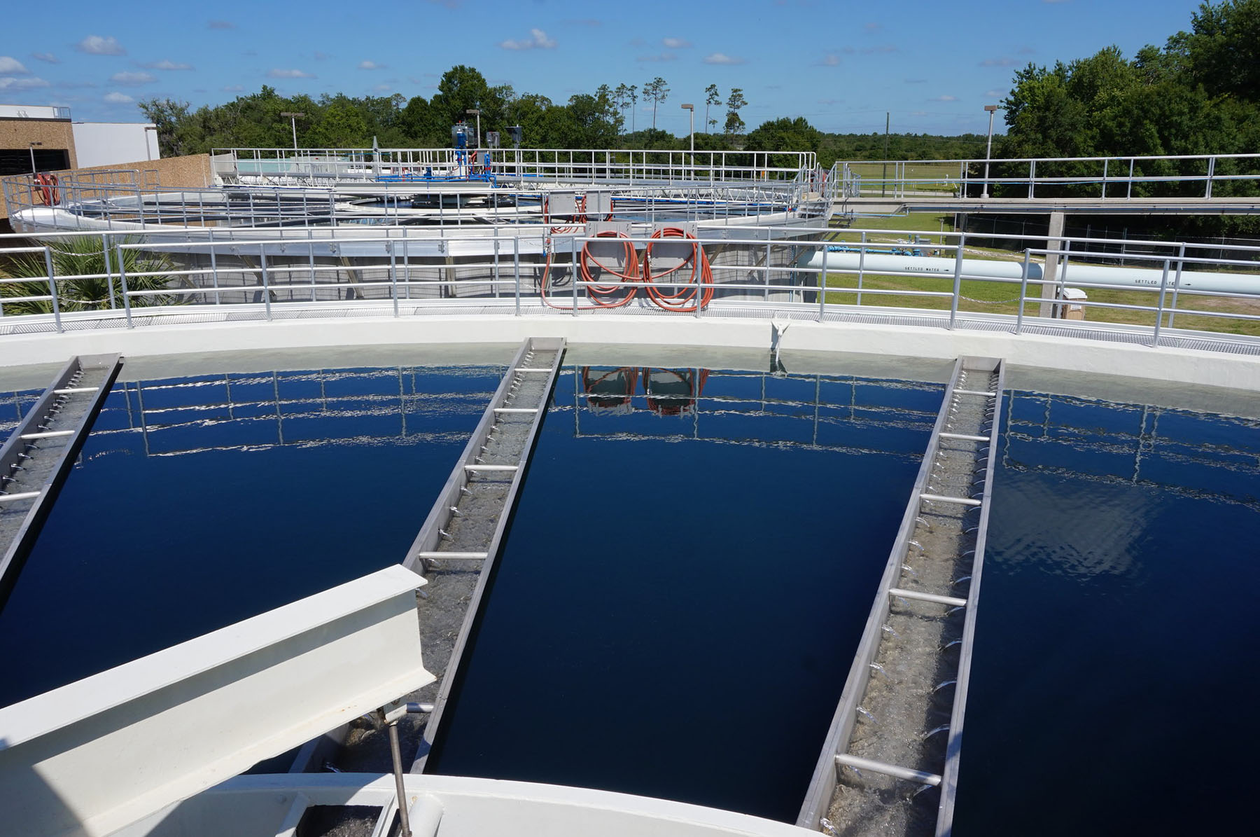 a water treatment facility surrounded by metal rails