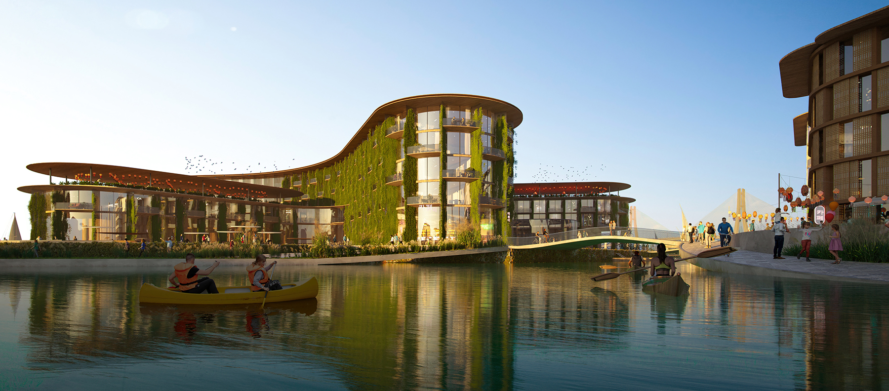 buildings in a city among water buildings in a city among water